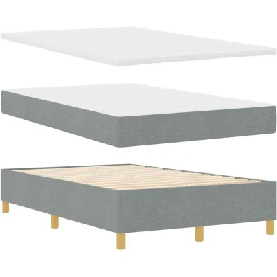 Image of vidaXL Box Spring Bed with Mattress &amp; Bench Light Grey 120x200 cm Fabric