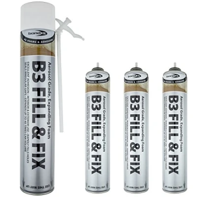 Image of 3 x 750ml Aerosol Expanding Foam Quick Set Can Gap Filling, Fixing, Insulating