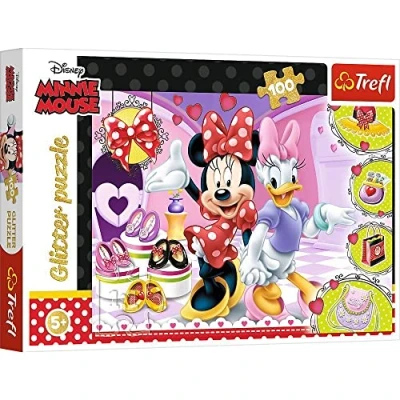 Image of Trefl TR14820 Glitter, und Glitzer, Disney Minnie 100 pieces, for children aged 5 and over Jigsaw Puzzle, Multicoloured