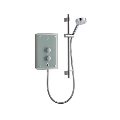 Image of Mira Showers 1.1634.011 Azora 9.8 Kw Thermostatic Electric Shower Frosted Glass, Chrome, Blue