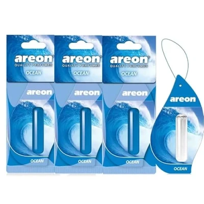 Image of AREON Liquid Car Air Freshener Hanging Ocean Pendant Perfume Long Lasting 3D 5 ml Multi Pack Set of 3