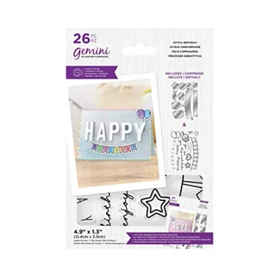 Image of Crafter&#039;s Companion Gemini Stamp &amp; Die Left Fold Alphabet Collection Joyful Birthday, Silver, One Size