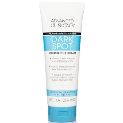 Image of Advanced Clinicals Dark Spot Therapeutic Cream with Vitamin C. Hydroquinone Free. For Age Spots, Blotchy Skin. Face, Hands, Body. Large 8oz Tube. by