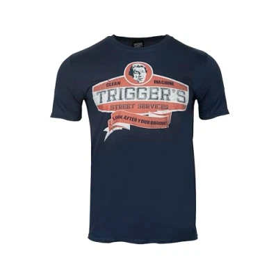 Image of Only Fools and Horses Triggers Cleaning Road Sweaper Official Weathered T Shirt (UK, Alpha, M, Regular, Blue)