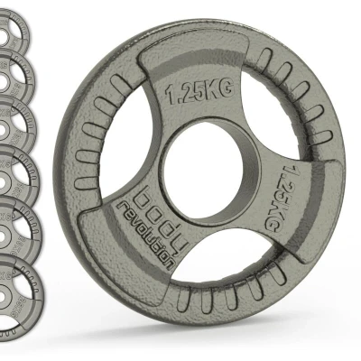 Image of MonsterShop Olympic Tri Grip Cast Iron Weight Plates Pairs &amp; Sets 30111