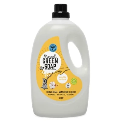 Image of Marcel&#039;s Green Soap Laundy Detergent Cotton &amp; Vanilla Washing Liquid Palm oil free 100% Eco friendly Vegan 97% Biodegradable 3L