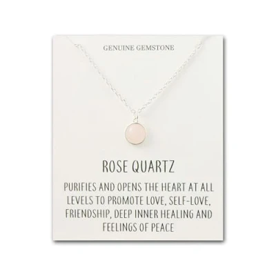 Image of Philip Jones Rose Quartz Necklace with Quote Card