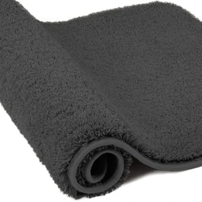 Image of wyewye Microfibre Bath Mat, Door 2cm Super Thick Rug, Absorbent Bathroom Rug 60x120 cm, Deep Grey