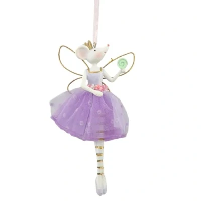 Image of Crafty Capers Pastel Lavender Fairy Mouse Christmas Tree Decoration 14cm Gisela Graham