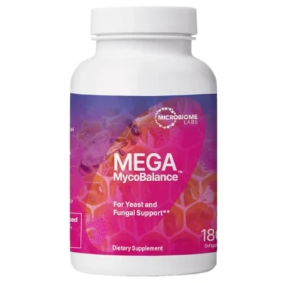 Image of Microbiome Labs MegaMycoBalance (180 softgel Capsules) Support Healthy Yeast Candida and Fungal Balance in The Body Gut Nutritional Supplement Formed of Undecyclenic Acid + Bee Propolis