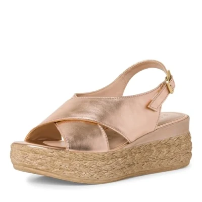 Image of MARCO TOZZI Women&#039;s 2 28022 42 Heeled Sandal, Metallic Rose, 6.5