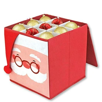 Image of ADEPTNA Christmas Tree Bauble Decoration Storage Box Space Saving Stylist Collapsible Design (RED)