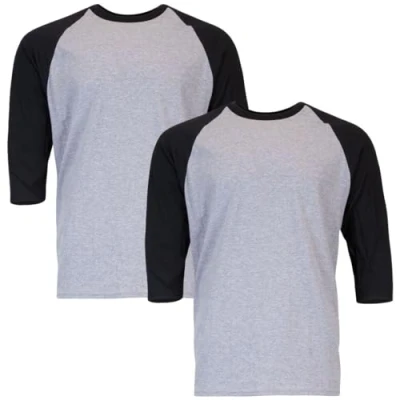 Image of Gildan Men&#039;s Heavy Cotton 3/4 Raglan T Shirt, Style G5700, 2 Pack, Sport Grey/Black, XXL (Pack of 2)