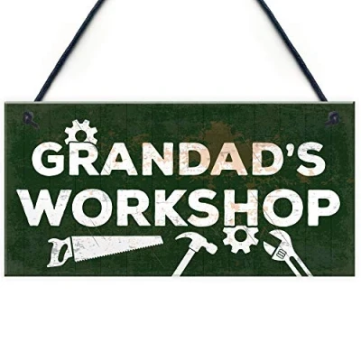 Image of RED OCEAN Grandads Workshop Garage Man Cave Sign Grandad Grandparent Gift For Christmas Birthday From Grandchildren Nan