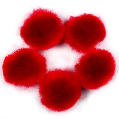 Image of Pom Poms for Crafts 4cm Wide Pack of 5 (Red)