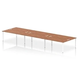 Image of Impulse Bench B2B 6 Person 1800 White Frame Office Desk Walnut