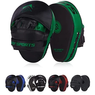 Image of AQF Boxing Pads Hook and jab Mitts Target Punching Focus for MMA Kickboxing Muay Thai Training (Black &amp; Green)
