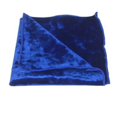 Image of King &amp; Priory Luxury Blue Crushed Velvet Pocket Square, Handkerchief