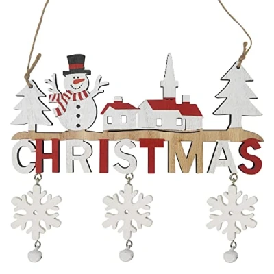 Image of ALLY MAGIC Wooden Christmas Decorations, Plaque Sign Door Hanging Sign, Snowman Ornaments Ceiling Window Decorations for X mas Home Room Indoor Outdoor Decor