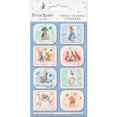 Image of Peter Rabbit Portraits Sparkly Reusable Stickers Official Licensed Product on Non Porous Surfaces, Blue