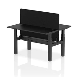Image of Air B2B 1400x600mm Adjustable 2P Bench Desk CP Black/Black + Screen