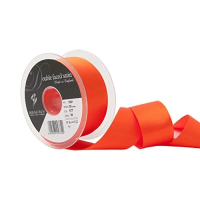 Image of Berisfords Double FACE Poly Satin Ribbon, Flame, 35 mm