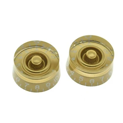 Image of KAISH Pack of 2 American Spec LP Guitar Speed Dial Knobs 24 Fine Spline Control for Les Paul with CTS Split Shaft Pots Gold
