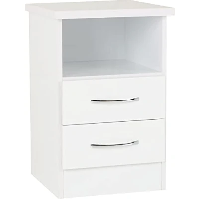 Image of Seconique Nevada 2 Drawer Bedside in White Gloss