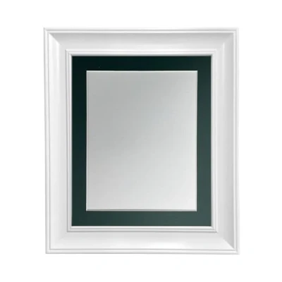 Image of FRAMES BY POST Scandi White Picture Photo Frame with Dark Green Mount A1 Image Size A2