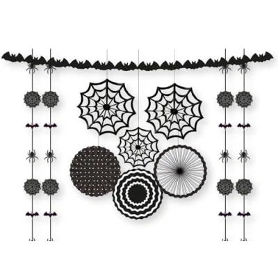 Image of Amscan 9912211 Halloween Black and White Party Room Decorations Kit 11 Pieces