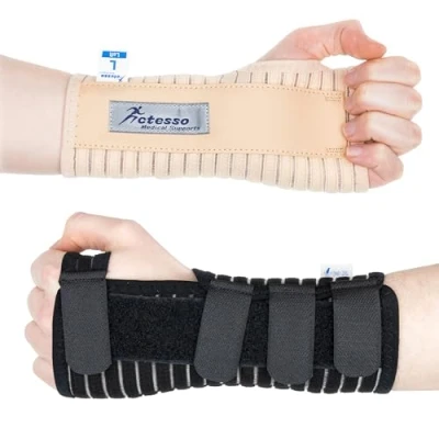 Image of Actesso Breathable Wrist Support Brace Splint Ideal for Carpal Tunnel, Sprains, and Tendonitis (Black, Large Left)