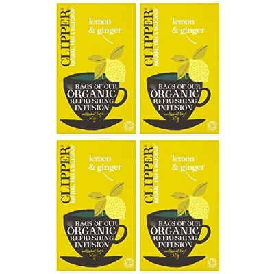 Image of (4 PACK) Clipper Org Lemon &amp; Ginger Envelopes 25 Bag 4 PACK BUNDLE