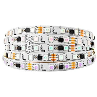 Image of BTF LIGHTING WS2811 IC Addressable Dream Color LED Strip 16.4FT 60LEDs/m 20Pixels/m 300LEDs 100pixels IP30 Non Waterproof White PCB Flexible DC12V Chasing Effect for Bedroom Desk Home Decoration
