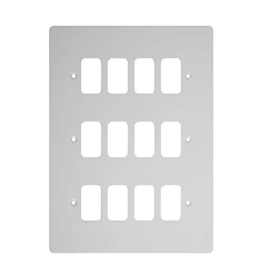 Image of Schneider Electric Ultimate Flat Plate 12 Gang Grid Faceplate, with Mounting Frame, GUG12GPW, White
