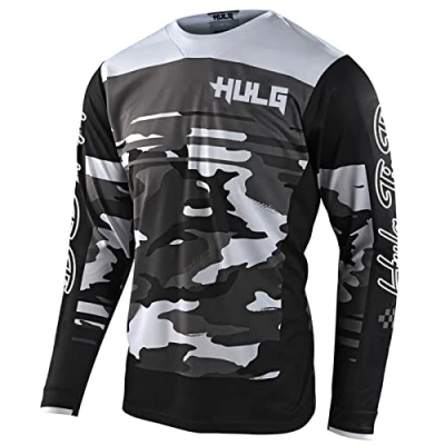 Image of Men&#039;s Cycling Jersey MTB Tops,Motocross Shirt Long Sleeve MX Mountain Bike Lightweight Materials, Breathable Material (Black,S)