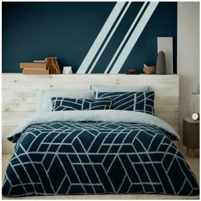 Image of GC GAVENO CAVAILIA Teddy Fleece Duvet Cover Single with Pillowcase Snuggle Warm Bedding Set Cosy Bed Linen Green
