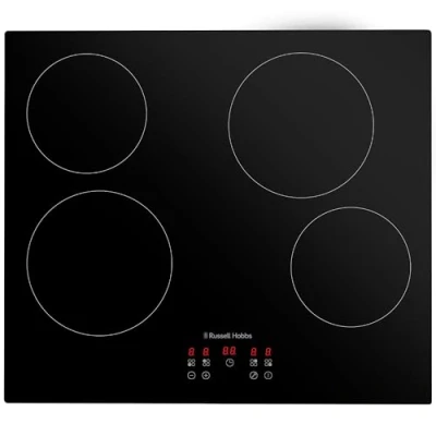 Image of Russell Hobbs Electric Hob 59cm Ceramic Cooktop 2600W with 4 Cooking Zones, 9 Power Levels, Touch Control &amp; Easy Clean, Safety Cut Off, Timer LED Display, Child Lock RH60EH413B