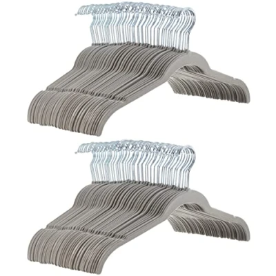 Image of Amazon Basics Velvet Shirt/Dress Hangers Pack of 100, Grey