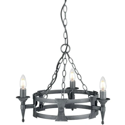 Image of Saxon Chandelier 3 Light Black, Silver Finish, E14
