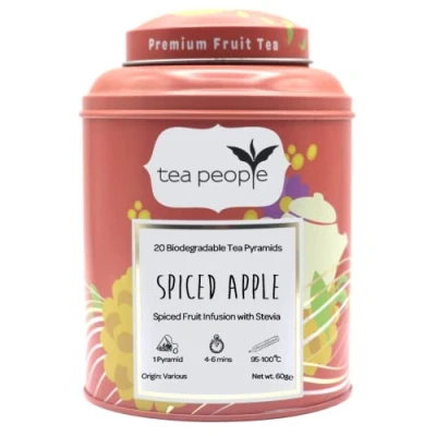 Image of Tea People Spiced Apple 20 Pyramid Teabags in a Tin Caddy