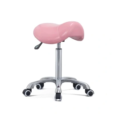 Image of Antlu Saddle Stool Massage Rolling Work Chair For Beauty Salon Kitchen Spa,Adjustable Hydraulic on Wheels (Pink)