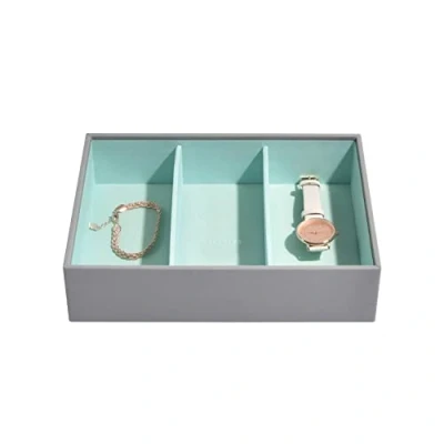 Image of Stackers Dove Grey &amp; Mint Classic Medium Jewellery Box Watch/Accessories Layer