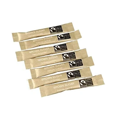 Image of Fairtrade Brown Sugar Sachets (Pack of 1000) A03621 + FREE FINCHLEY PEN