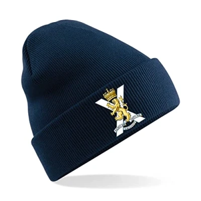 Image of Royal Regiment of Scotland Insignia Mens Premium Embroidered Beanie Hat, Bob Hat British Army Military (Navy)