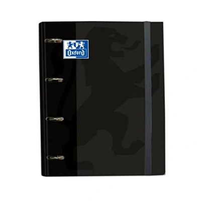 Image of Oxford, 4 Ring Binder A4+ Extra Hard Cover with Rubber, Includes 5 x Grid Refill, Black