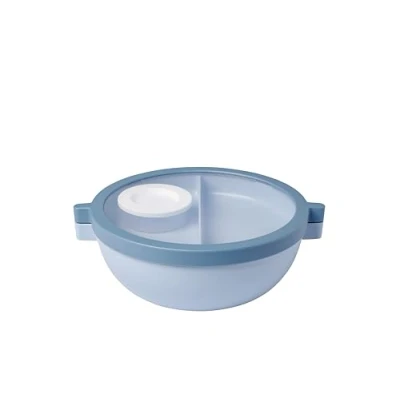 Image of Mepal Bento lunch bowl Vita Multi Compartment Extra with lid, dressing container &amp; tray box Salad Nordic blue