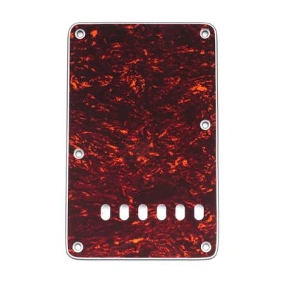 Image of Musiclily Vintage Style Strat Tremolo Backplate for Fender USA/Mexican Made Standard Stratocaster Modern Guitar,4Ply Red Tortoise