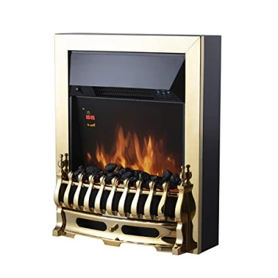 Image of Warmlite Whitby 2KW Electric Fire Inset with Remote Control Brass