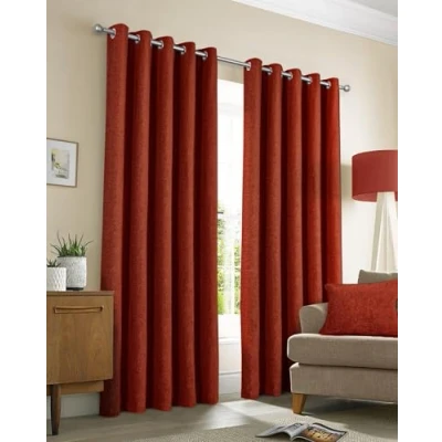 Image of Sundour Amberley Eyelet Ring Top Curtains Orange 90x90