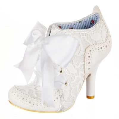 Image of Irregular Choice Abigails Party White Lace High Heel (Ivory, UK Footwear Size System, Adult, Women, Numeric, Medium, 6)